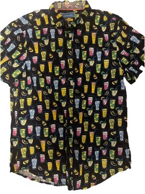 Made To Live Shirt Men's Size Medium Slim-Fit Lemonade drinks print button up