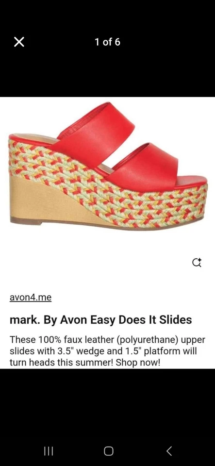 Nuevas sandalias alpargata de cuña Red Slides de Avon talla 9 Foto 2 de 4