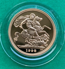 1998 Full  Proof  Gold Sovereign with Box and COA