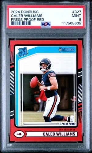 2024 PANINI DONRUSS PRESS PROOF RED #327 CALEB WILLIAMS ROOKIE RC PSA 9