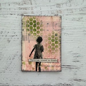 ACEO Original Art Card Mixed Media Collage Spring Beginnings Dressed in Flowers