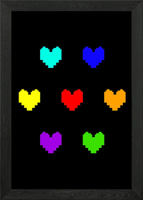 Undertale Soul Hearts Framed Wall Art Poster Canvas Print Picture