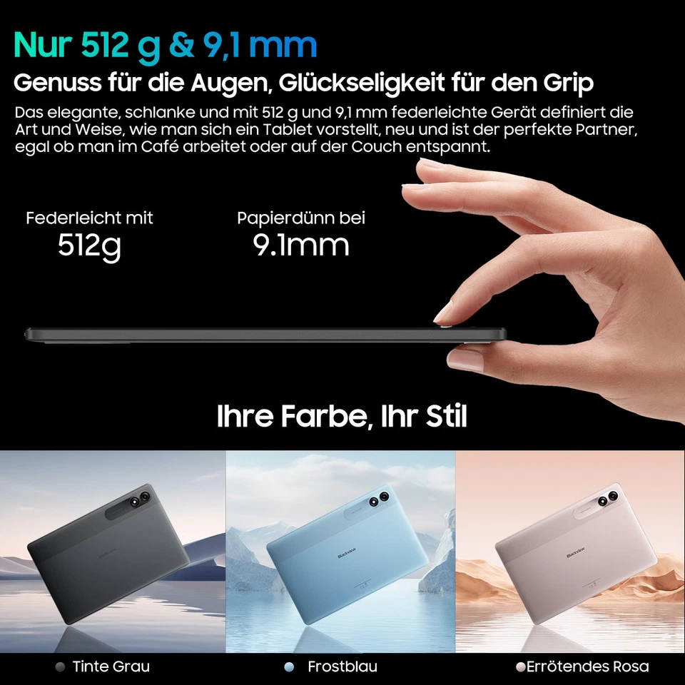 Blackview Tab 9 WiFi 11 Zoll Android 14 Tablet 18GB+256GB 8200mAh Octa Core - Bild 4 von 4