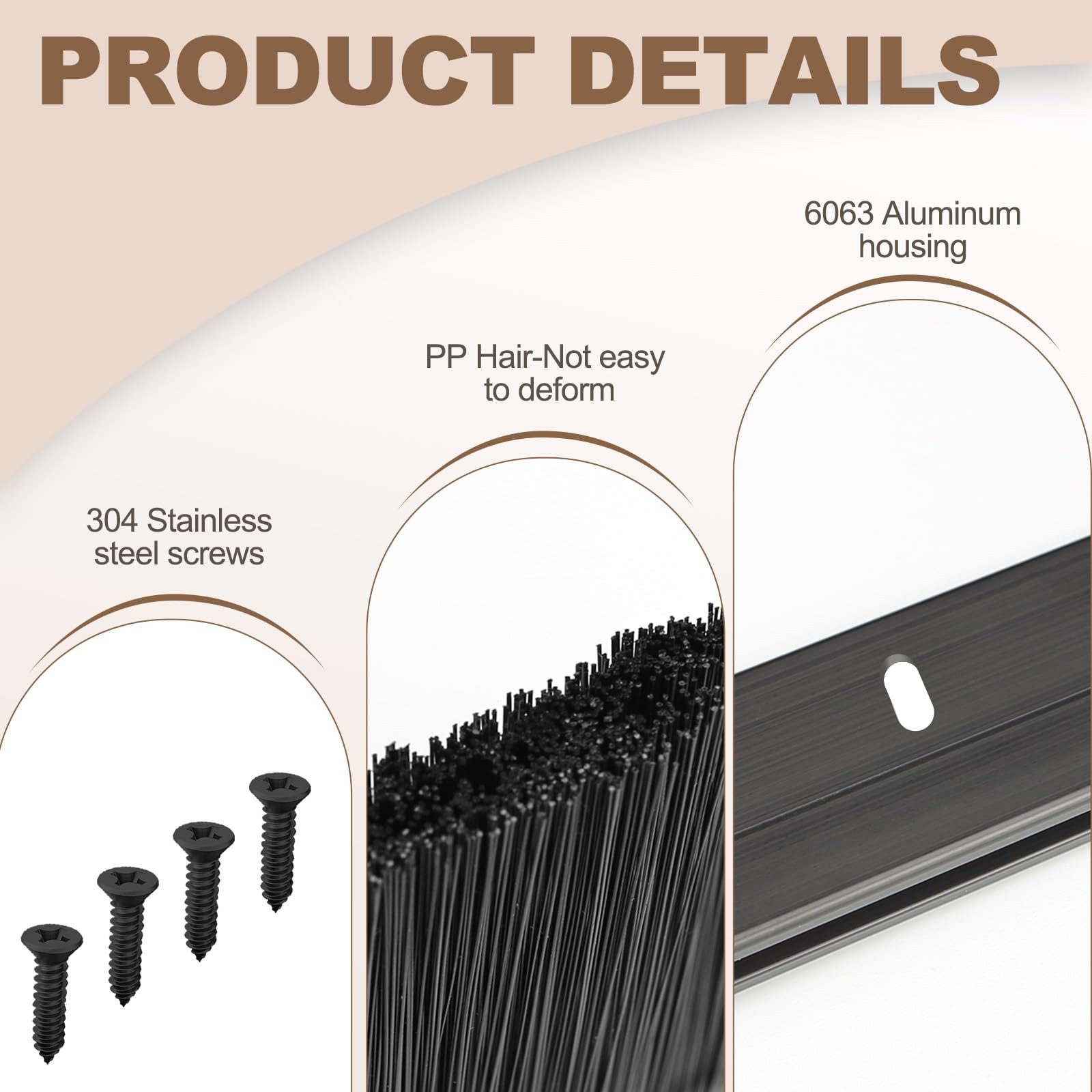 8-Pack Garage Door Brush Seal – CEPIA Black Bottom Sweep – Roll-Up Door Strip...