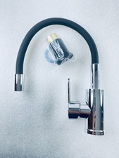 Flexible Kitchen Faucet With Single Handle Lever, Chrome/Black