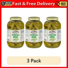 (3 Pack) Old South Pickled Okra, Shelf Stable, 64 Oz Jar