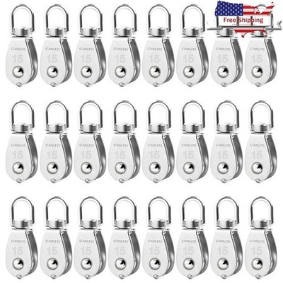 Durable 304 Stainless Steel Single Pulley Block 80lb Capacity Lifting Towing New