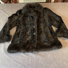 Olympia Luxurious Vegan Faux Fur Mid Length Coat 3 Button Womens L