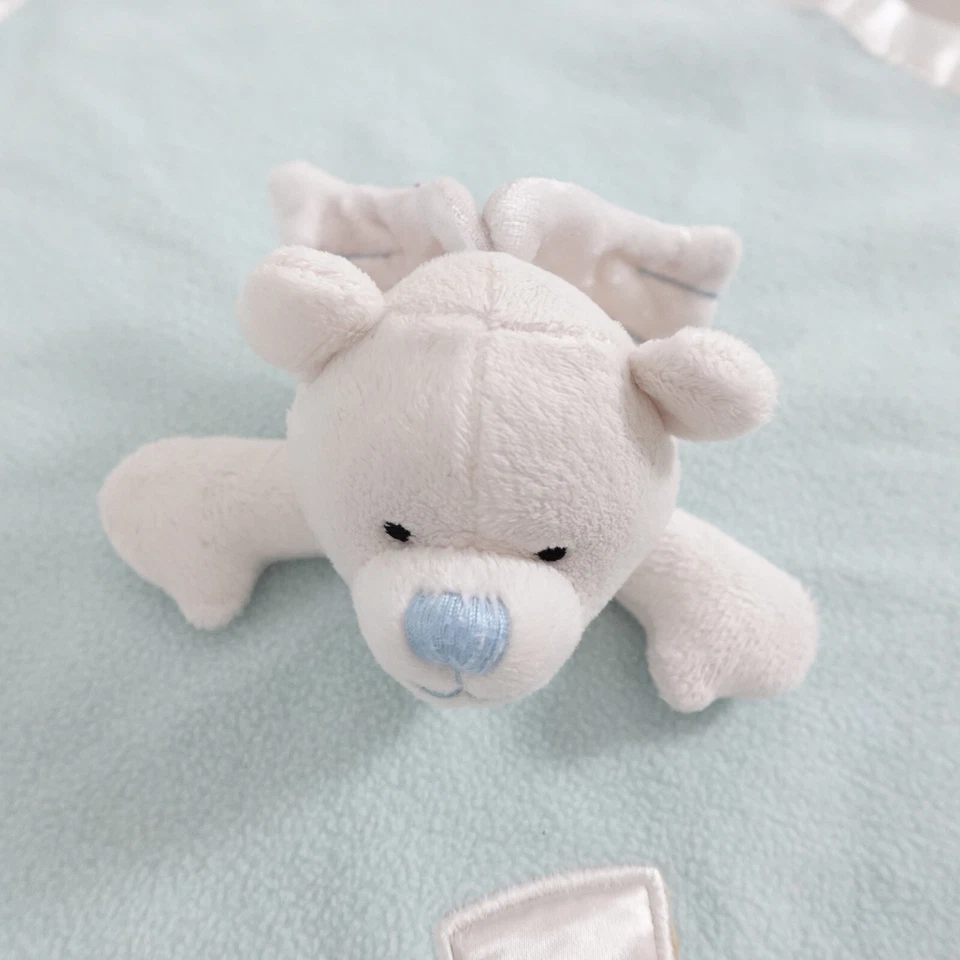 Baby Boom Bear Lovey Azul Manta de Seguridad Borde Satinado Cruz Peluche Juguete Confort Foto 3 de 4