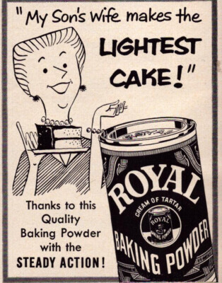 Royal Baking Powder My Son's Wife Makes the Lightest Cake Vintage Print Ad 1956