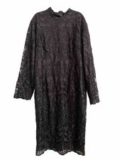 NWT Pretty Little Thing PLT Dress 3X BLACK LONG SLEEVE LACE EMBROIDERED NEW