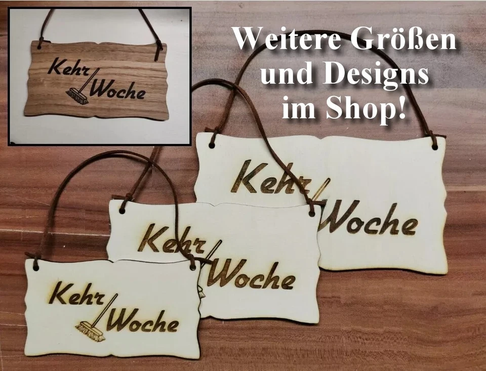 Kehrwoche Türschild Vintage Schild Holz Holzschild mit Lederband Hausordnung - Bild 2 von 2