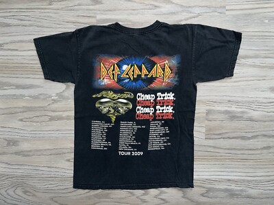Vintage Def Leppard Poison Cheap Trick 2009 Rock Tour Band Tee T