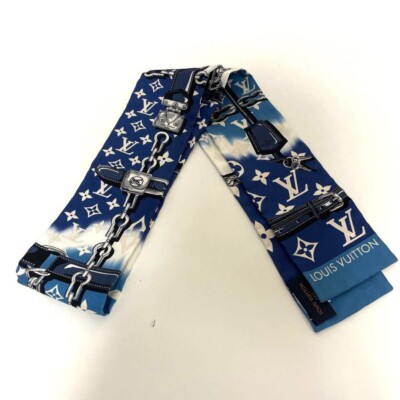 LOUIS VUITTON Monogram Bandeau Confidential LV Escal Seidentuch Blau M76102