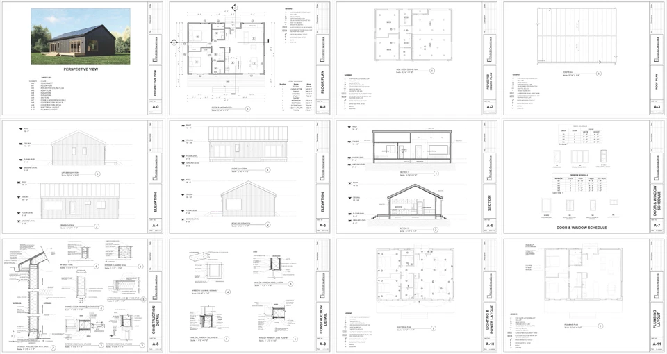 Casa Barndominium cabaña 2 dormitorios 2 baños 40'x35' 1400 pies cuadrados | Descargar PDF Foto 3 de 4