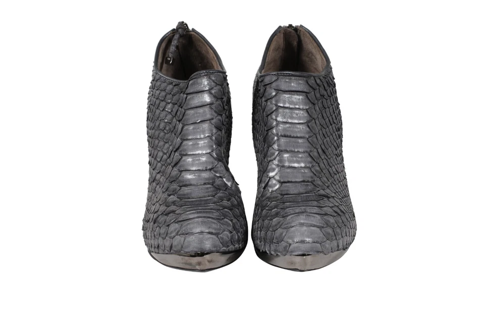 Botines Devi Kroell Mujer EE. UU. 7 UE 37 Gris Pitón Piel de Serpiente Botas Foto 2 de 4
