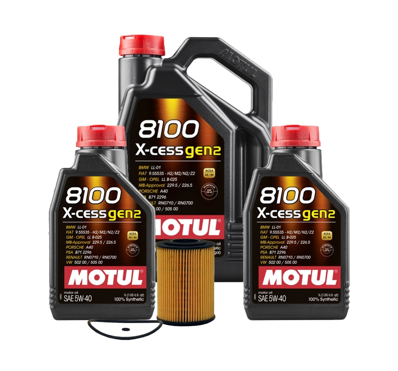Api 1.7l 7L Motul 8100 X-CESS GEN2 5W-40 Wix Filter Motor Oil Change Kit API SN ...