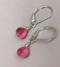 New Sterling Silver Pink Quartz Sundance charm artisan Jewelry handmade earrings