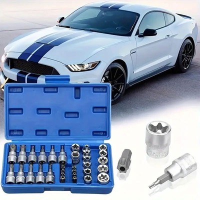 Neu 34pcs Socket Set Torx Nuts Socket Outdoor Indoor Bit S2 E4-E20 T10-T60-DHL