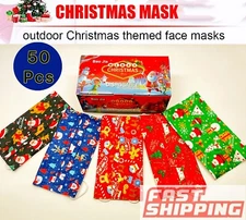 50 PCS christmas Disposable Face Mask Assorted Mouth Cover adult