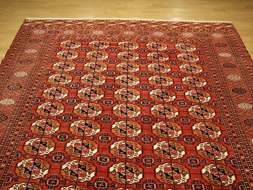Alfombra de lana teñida vegetal coleccionable Tekke Turkoman antigua hecha a mano muy fina 7 x 10 - Imagen 12 de 12