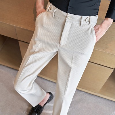 New Winter Mens Formal Business Suit Trousers Thick Straight Casual Dress  Pants