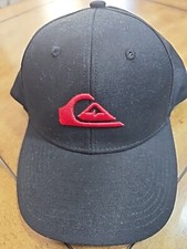 New Quicksilver Graphic Black Baseball Hat One Size Elastic Fit NWOT