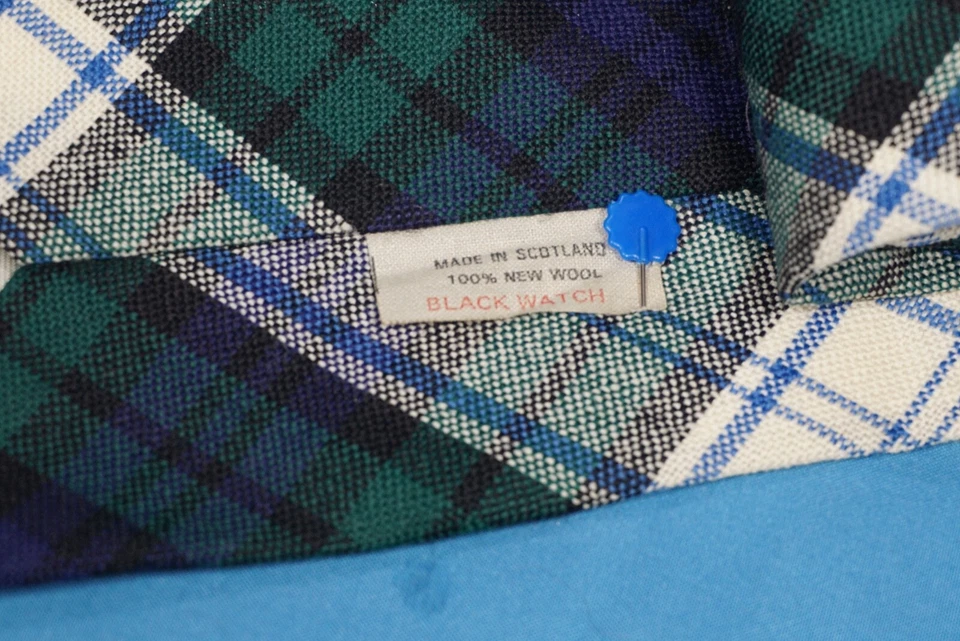 Reloj Vintage LANA HOMBRE CORBATA CUELLO Negro Tartán Cuadros HECHO EN ESCOCIA Verde/Azul Marino Foto 4 de 4