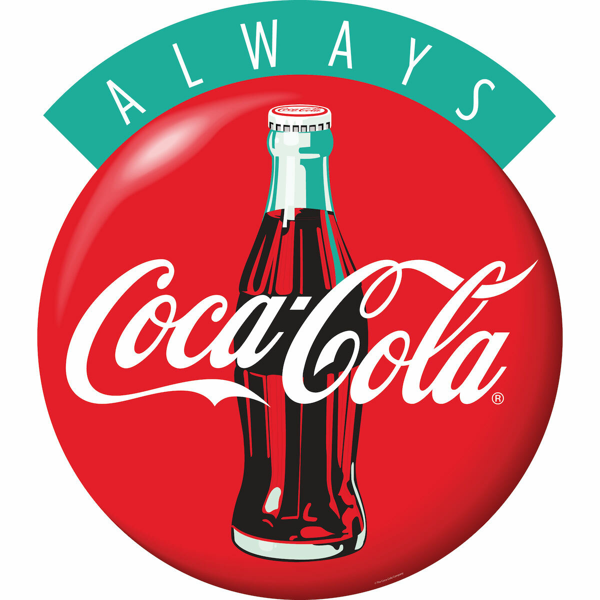 ALWAYS COCA-COLA 看板 Always Coca-Cola Bottle 1990s Style Red Disc Decal