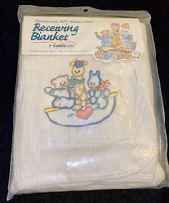 NEW Cuddle Time Baby Blanket Cotton Thermal Weave Waffle Bear Giraffe Cream #33