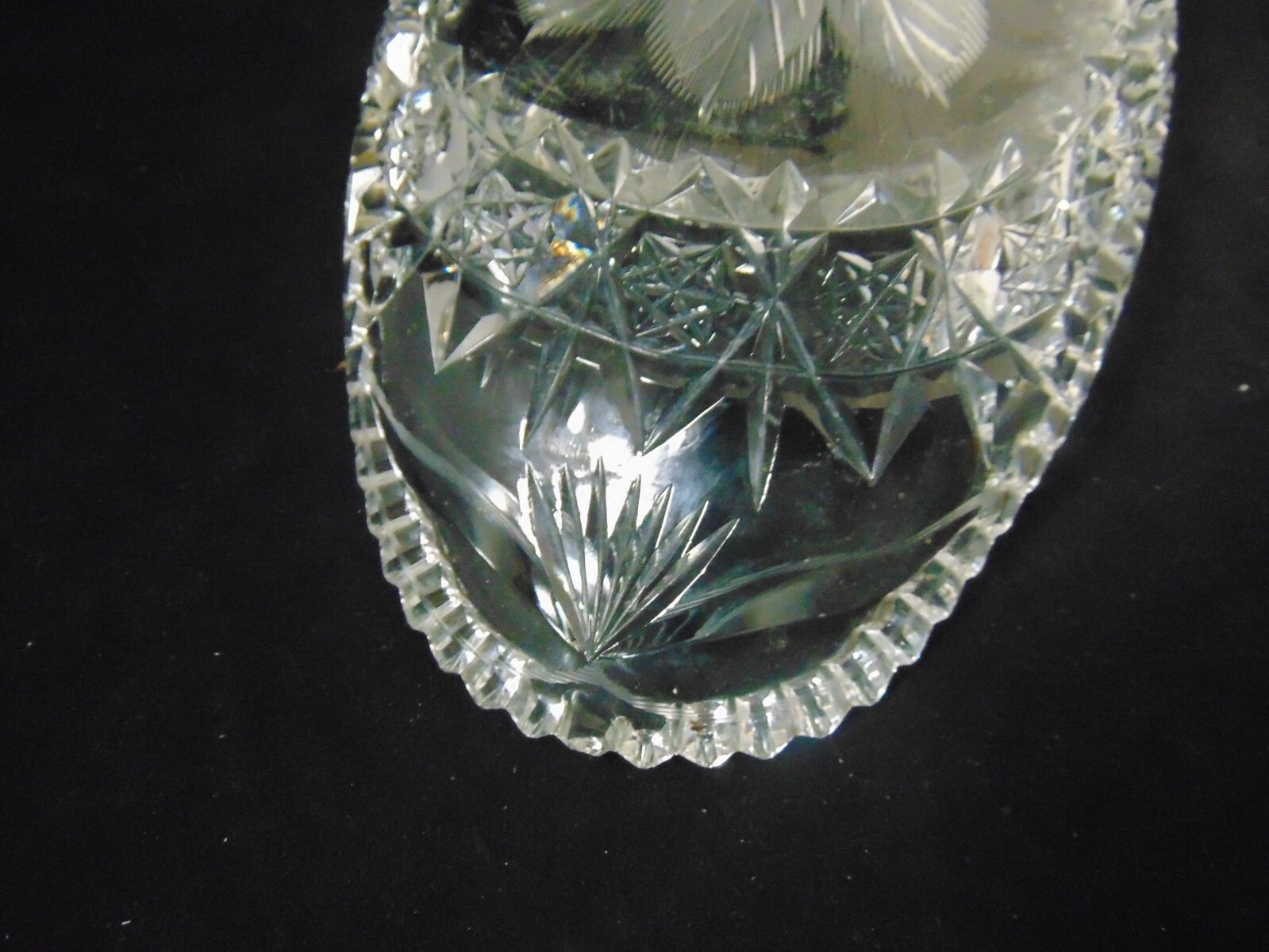 13" ABP American Brilliant Cut Glass Celery Tray, HC Fry Co? Flower, Poppy?