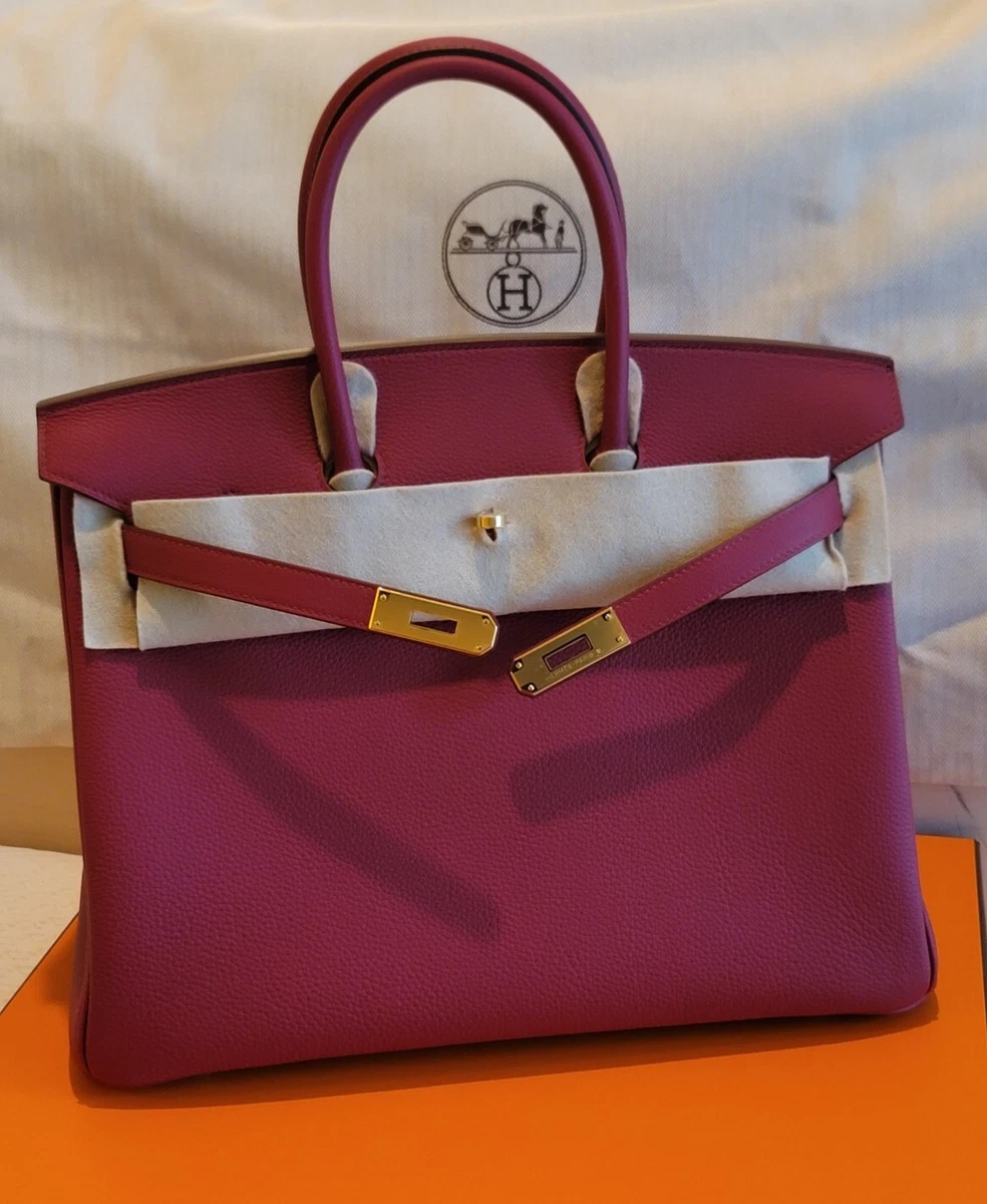 Hermes Birkin 35cm Togo Leather Handbags Light Purple Golden