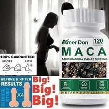Organic Maca Root 120 Capsules 10000mg, Peruvian Maca Extract for Men & Women