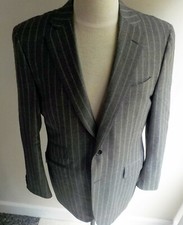 TRUSSINI Linea Nuova 100 Wool Striped Suit SZ 40R Gray/Ivory Fully Lined