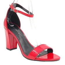 Madden Girl Women Bella Ankle Strap Dress Sandals Size US 7M Red Faux Patent