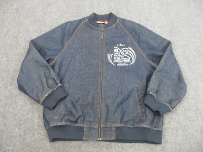 Roca Wear Jacket Mens 2XL XXL Blue Denim Full Zip Hip Hop Streetwear Y2k Coat