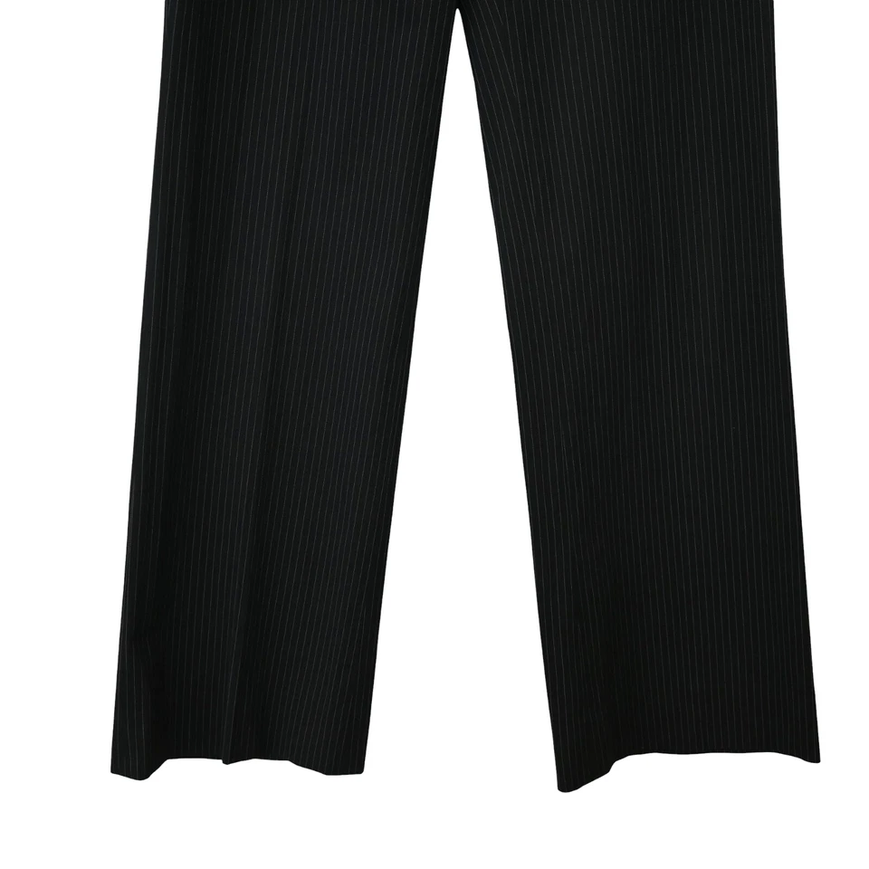 Pantalones de Vestir Etro Talla 38 EE. UU. 2 Negro Blanco Rayas Frente Plano Pierna Ancha Pantalones Foto 4 de 4