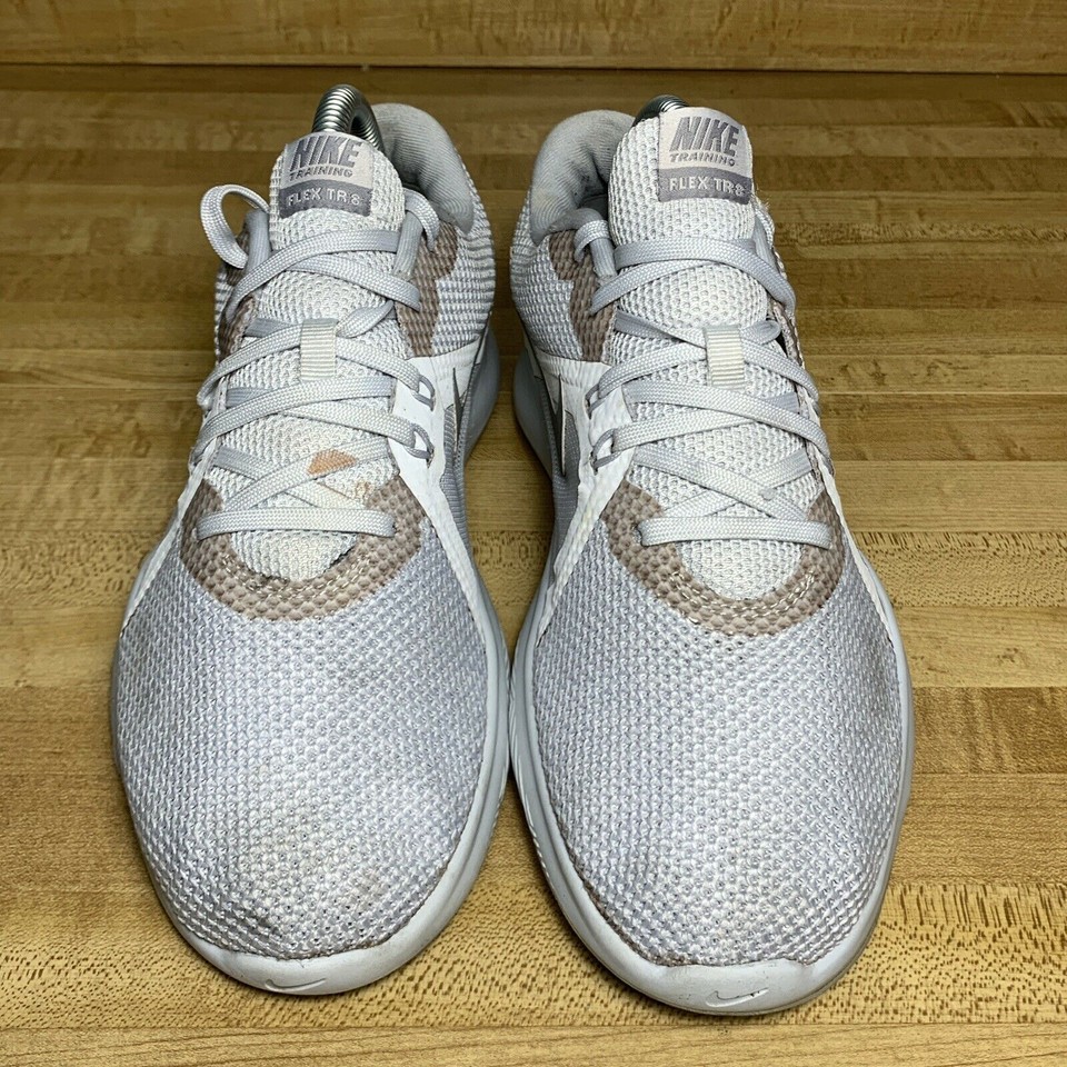Nike Womens Flex Trainer 8 924339-100 Gray Running Shoes Lace Up Size 8 ...
