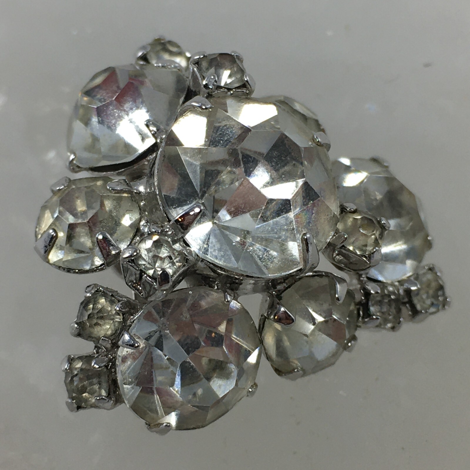 Clear Rhinestone Triangular Triangle Silver Tone … - image 15