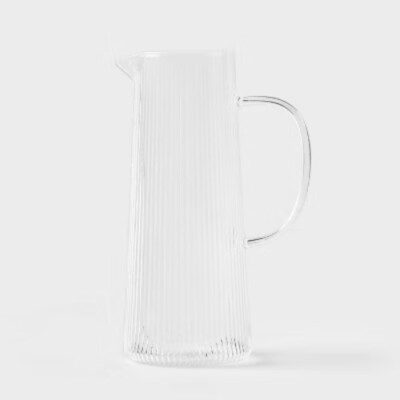 Ribbed Glass Pitcher Clear - Threshold™: 40.5oz Dishwasher-Safe | eBay