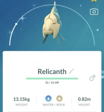 Pokémon - Shiny Relicanth - P T C - 80k stardust - Please see description