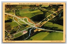 New Stanton, PA Pennsylvania, Aerial View of Viaduct & Interchanges, Postcard 