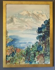 Gemälde Aquarell Elfriede Hundt gerahmt 