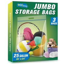 25 Gallon Jumbo Storage Bags XL Clear Heavy Duty Clothes 3 Pack