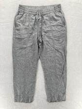 Athleta Retreat Linen Ankle Pants Womens Large Gray Storm Cloud Beach Nautical