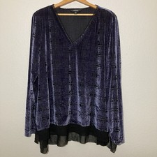 Simply Vera Vera Wang Tunic Top Womens XL Purple Velvet Burnout Whimsigoth
