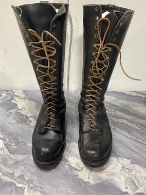 Vintage 60s 70s Goodyear GT Neoprene Cord Tall Black Logger Boots Size 9.5 D