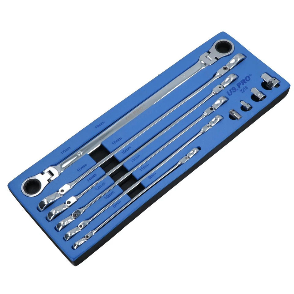 Juego de llaves de trinquete de cabeza flexible de doble extremo extra largo ... - Imagen 3 de 4