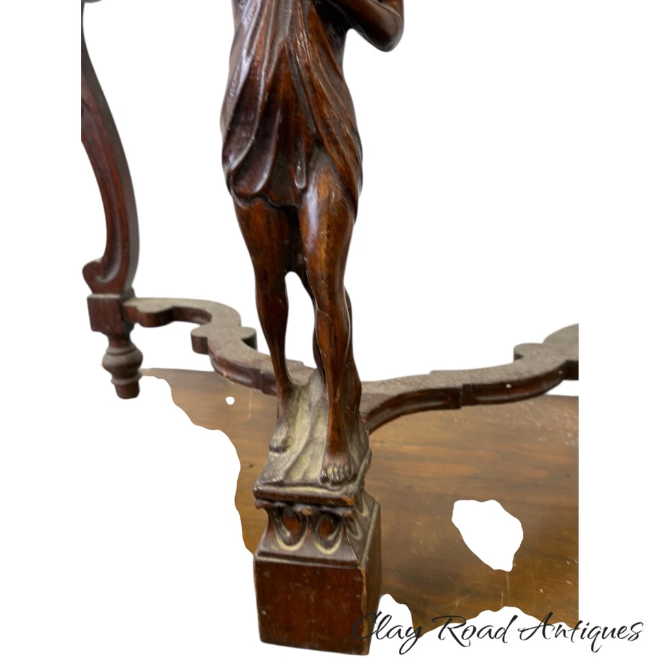 Antigua victoriana francesa figura dama pequeña consola mesa ocasional caoba Foto 4 de 4