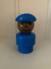 VTG Fisher-Price Little People Figure African American Pilot Mailman Blue Body